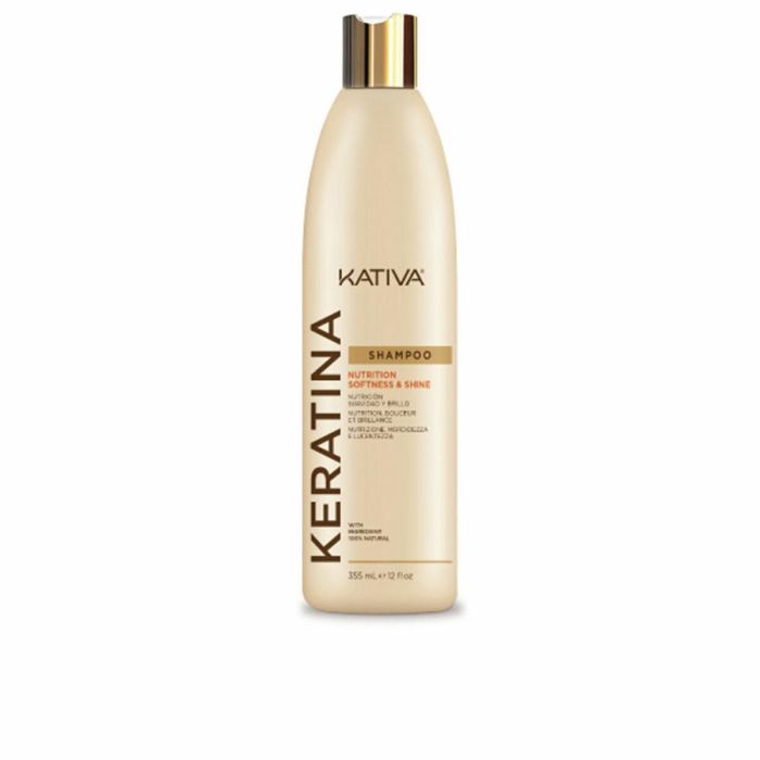 Kativa Champú Keratina y Ceramidas Brillo Antiencrespamiento Reparador Cabello Dañado sin Sulfatos ni Parabenos 355 ml Kativa Champú Keratina y Ceramidas Brillo Antiencrespamiento Reparador Cabello Dañado sin Sulfatos ni Parabenos 355 ml