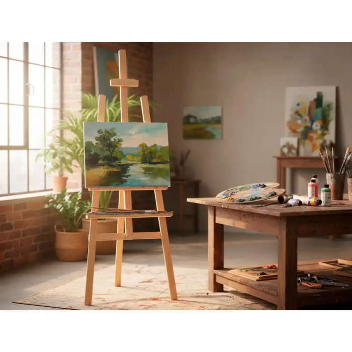 Liderpapel Caballete de Pie para Pintor en Madera de Pino Barnizado, 58.5x175x75 cm, Certificado FSC 8