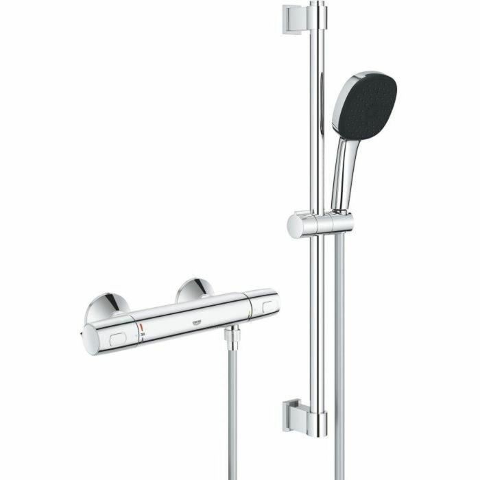 Grohe 34237003 Set de Ducha con Mezclador Termostático, Rociador de 3 Chorros, Barra 60 cm, Flexo y Ahorro de Agua Cromo