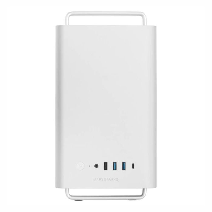 Mars Gaming MCELITEW Caja Ordenador Minitorre MicroATX / Mini-ITX Blanco con Diseño Mesh, 3 Ventiladores FDB y Aluminum Grip & Stand 2