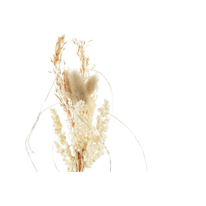 DKD Home Decor Decoración Luminosa Boho Luz LED de Cristal con Flor Seca Dorado Natural 12x22x12 cm 2