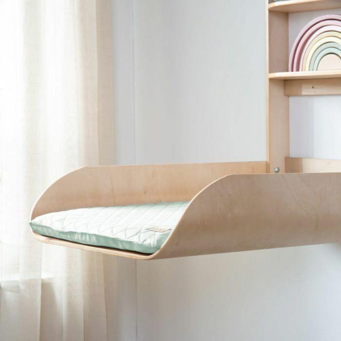 Roba Cambiador de Pared Plegable ROB1687331495553, Madera Natural con Estantes Integrados, Diseño Minimalista 4