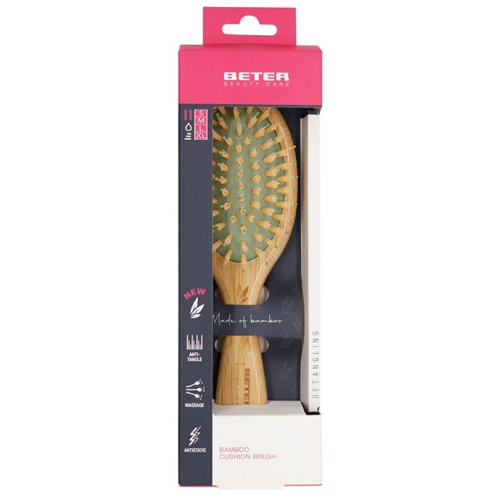 Beter Bamwood Cepillo Pequeño Cerdas Nylon y Bolitas, Cepillo Pelo Húmedo y Seco, Antienredos, Para Todo Tipo de Cabello, Mujer 1