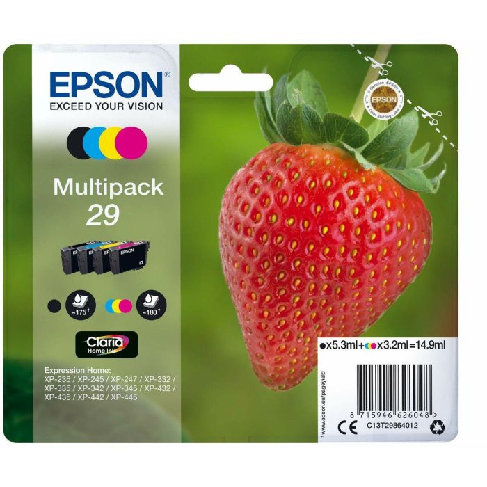 Epson T2986 Cartucho de Tinta Multipack 4 Colores Serie Fresa EasyMail Claria Home Negro, Cian, Magenta, Amarillo 0 Epson T2986 Cartucho de Tinta Multipack 4 Colores Serie Fresa EasyMail Claria Home Negro, Cian, Magenta, Amarillo 0