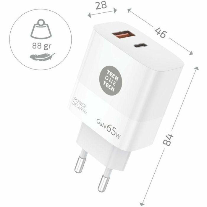 Cargador de Pared Tech One Tech TEC2270 65 W 2 Cargador de Pared Tech One Tech TEC2270 65 W 2