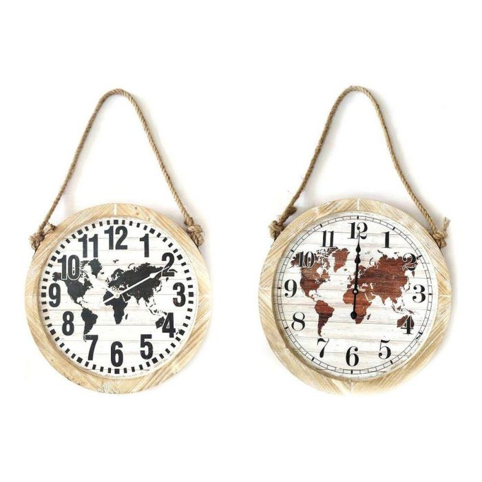 Reloj Pared Vintage DKD Home Decor Marron Negro 4 x 50 x 50 cm (2 Unidades)