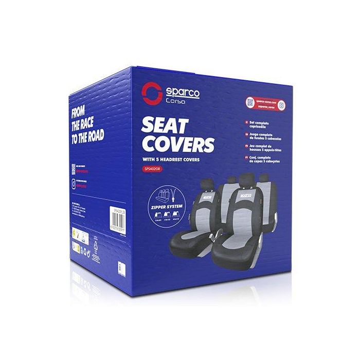 SPCS Juego Fundas Asiento 402 Gris 11 Piezas 100% Poliéster Lavables 1