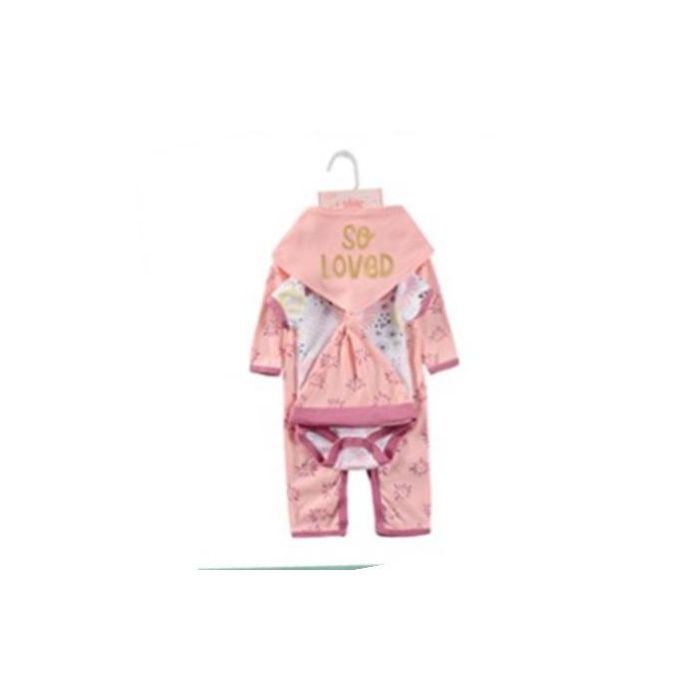 DKD Home Decor Set 4 Decoración Bebé de Algodón Rosa y Azul, para 0-6 meses, 1 x 40 x 55 cm, Surtido Aleatorio