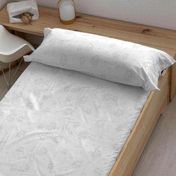 Sábana Bajera Ajustable Peppa Pig Blanco Gris 90 x 200 cm 100 % algodón 3 Sábana Bajera Ajustable Peppa Pig Blanco Gris 90 x 200 cm 100 % algodón 3