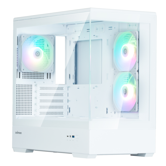 Zalman P30 White V2 Mini Tower PC Blanco para placas Micro-ATX y Mini-ITX con ventana de vidrio templado