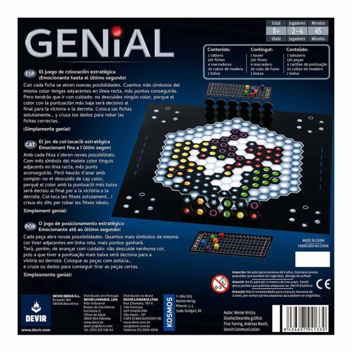 Devir Juego Mesa Genial 2024 - Diseñado por Reiner Knizia, Nominado al Juego del Año 2004, para 2-4 Jugadores, 45 Minutos, Edad 8+ 1 Devir Juego Mesa Genial 2024 - Diseñado por Reiner Knizia, Nominado al Juego del Año 2004, para 2-4 Jugadores, 45 Minutos, Edad 8+ 1