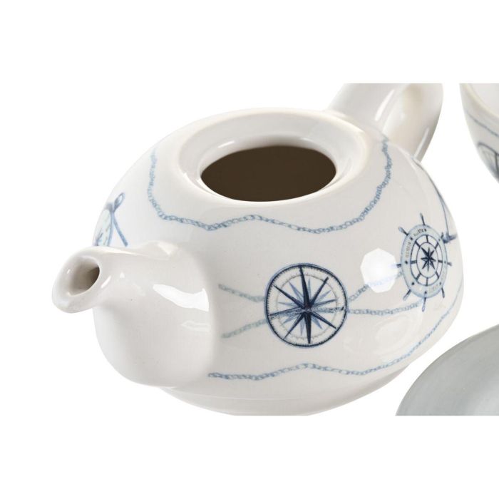 DKD Home Decor Tetera Atlantico Colección Stella Maris de Dolomite Azul y Blanco 750 ml Apta Microondas Lavavajillas (3 Unidades) 1