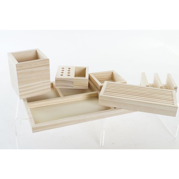 DKD Home Decor Organizador Scandi de Madera Natural 23x12x35 cm, Lapicero (Pack de 2) 3 DKD Home Decor Organizador Scandi de Madera Natural 23x12x35 cm, Lapicero (Pack de 2) 3