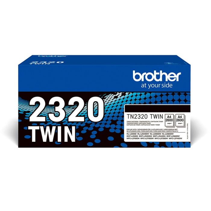 BROTHER pack de 2 cartuchos deToner negro de larga duracion tn2320twin/TN2320TWIN 1
