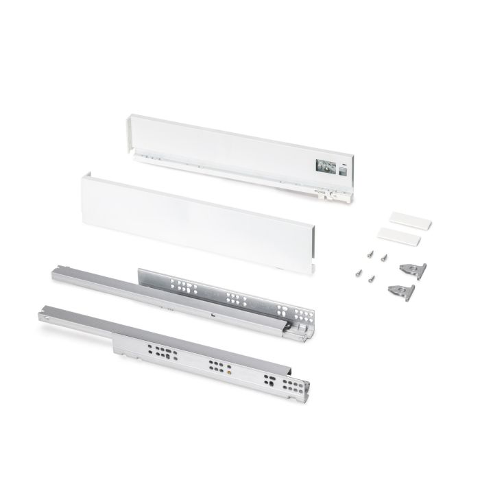 Emuca Cajón exterior Protone 30kg con guías de extracción total y cierre suave, Altura 93mm, profundidad 500mm, Acero, Pintado blanco 0 Emuca Cajón exterior Protone 30kg con guías de extracción total y cierre suave, Altura 93mm, profundidad 500mm, Acero, Pintado blanco 0