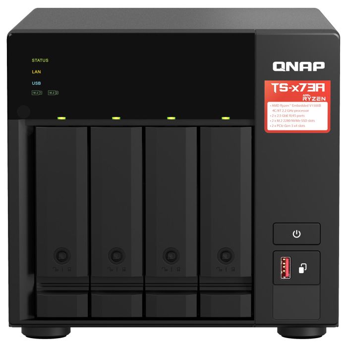 QNAP Bundle NAS TS-473A 4 Bahías con Switch QSW-1105-ST 5 Puertos, Torre, AMD Ryzen Embedded V1500B, 8GB DDR4, 2.5GbE 1