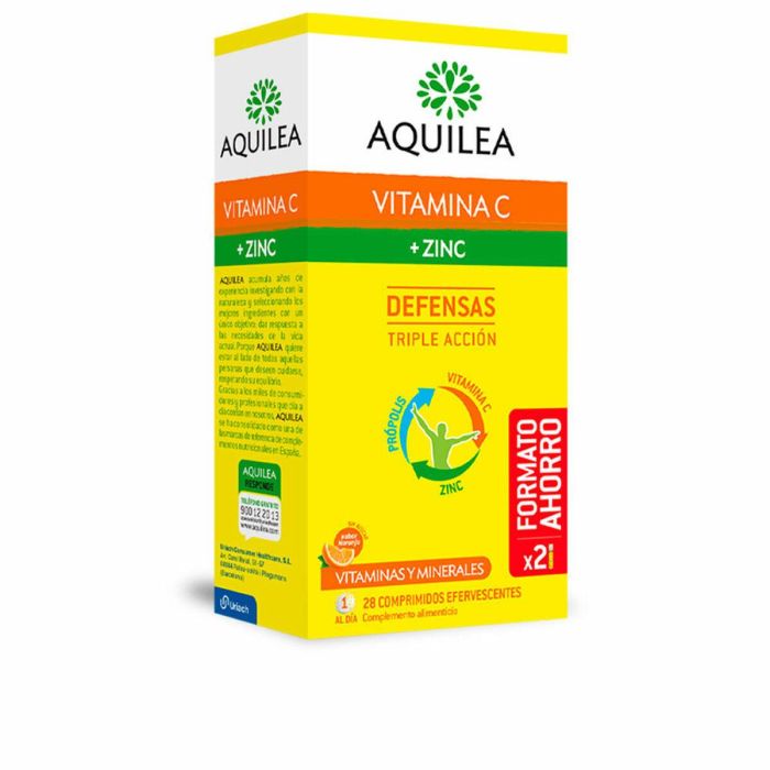 Aquilea Vitamina C + Zinc Comprimidos Efervescentes 28 Unidades Pack Ahorro - Refuerza Defensas y Sistema Inmune Antioxidante Aquilea Vitamina C + Zinc Comprimidos Efervescentes 28 Unidades Pack Ahorro - Refuerza Defensas y Sistema Inmune Antioxidante
