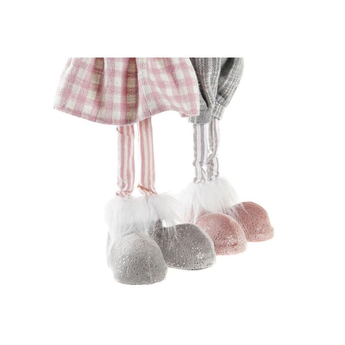 Figura Navidad Fantasia DKD Home Decor Rosa Gris 11 x 49 x 15 cm (2 Unidades) 1
