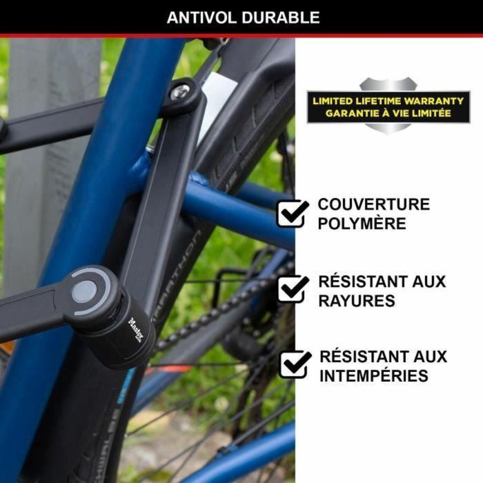 Master Lock Candado Plegable para Bicicleta 8335EURDPRO - Acero Endurecido, 4 Llaves, Soporte Incluido 4