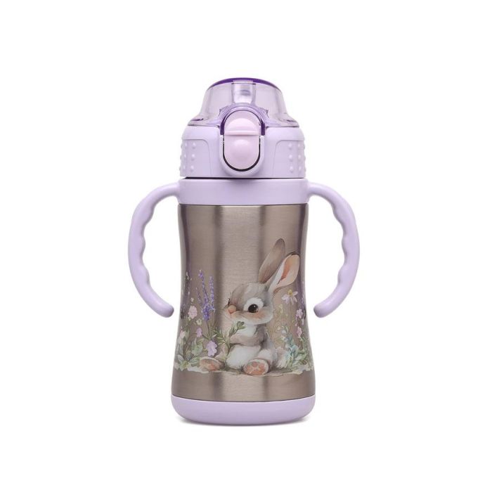KioKids Botella Conejito Acero Inoxidable Con Asas Lavanda 280 mL para Bebés +6 Meses 2 KioKids Botella Conejito Acero Inoxidable Con Asas Lavanda 280 mL para Bebés +6 Meses 2