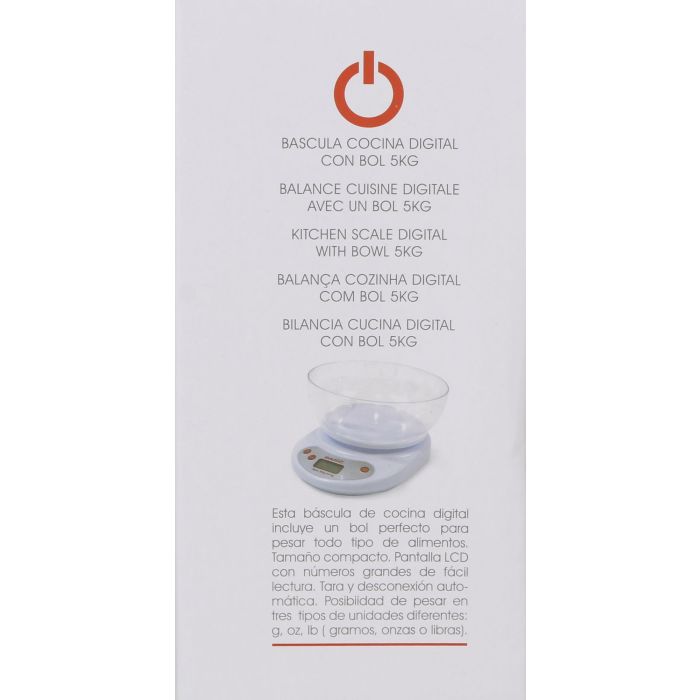 Basic Home Báscula Cocina Digital 5 Kg con Bol Color Blanco (6 Unidades)