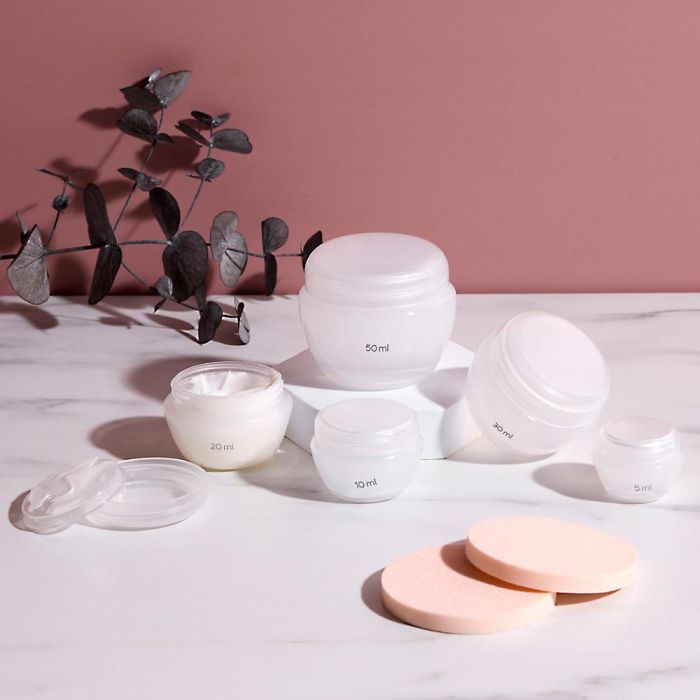 Cosmetic Club Juego De 5 Botes Para Maquillaje Con Tapa De Rosca 5ml 10ml 20ml 30ml 50ml 5
