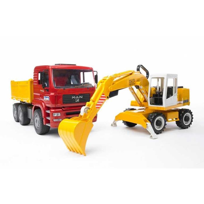 Camion De Obras Man Con Excavadora Liebherr 02751 Bruder