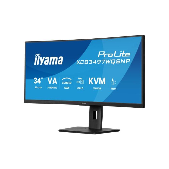 iiyama ProLite XCB3497WQSNP-B1 86,4cm/34" 3440x1440 UWQHD VA 0,4ms 120Hz HDMI DP USB-C Speaker Negro 1
