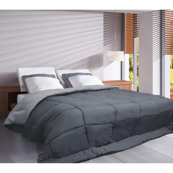 CALGARY Edredón de microfibra 400g / m² Acero y plata 140x200cm 1 CALGARY Edredón de microfibra 400g / m² Acero y plata 140x200cm 1