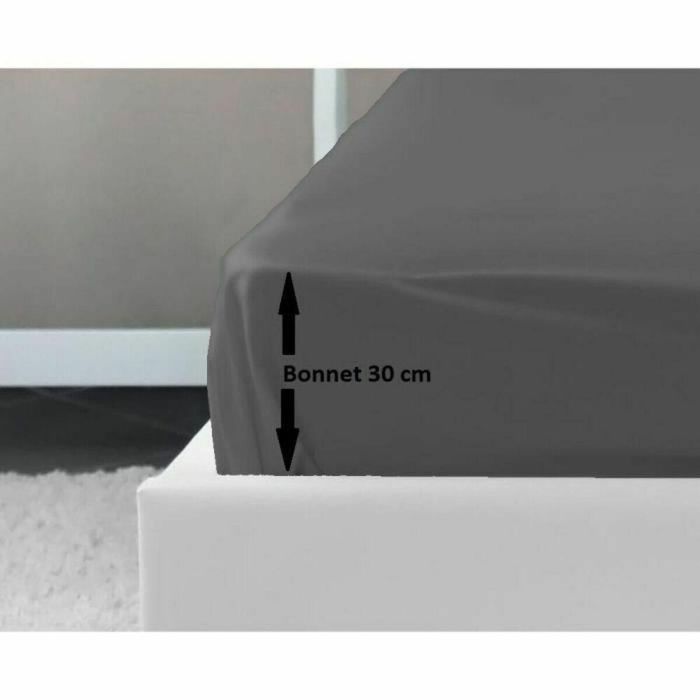 Lovely Home Sábana Ajustable 100% Algodón 180x200x30 cm Gris Oscuro