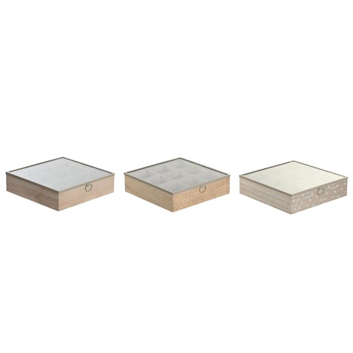 DKD Home Decor Caja Infusiones Shabby Colección Bandana Pastel Rosa Azul 24x24x6.5 cm MDF Cristal Metal Set 3 Unidades 0 DKD Home Decor Caja Infusiones Shabby Colección Bandana Pastel Rosa Azul 24x24x6.5 cm MDF Cristal Metal Set 3 Unidades 0