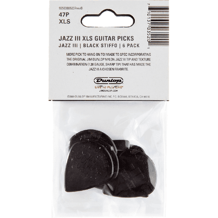 Pack 6 Púas Nylon Jazz Iii Xl Stiffo - 1,38 Mm 2 Pack 6 Púas Nylon Jazz Iii Xl Stiffo - 1,38 Mm 2