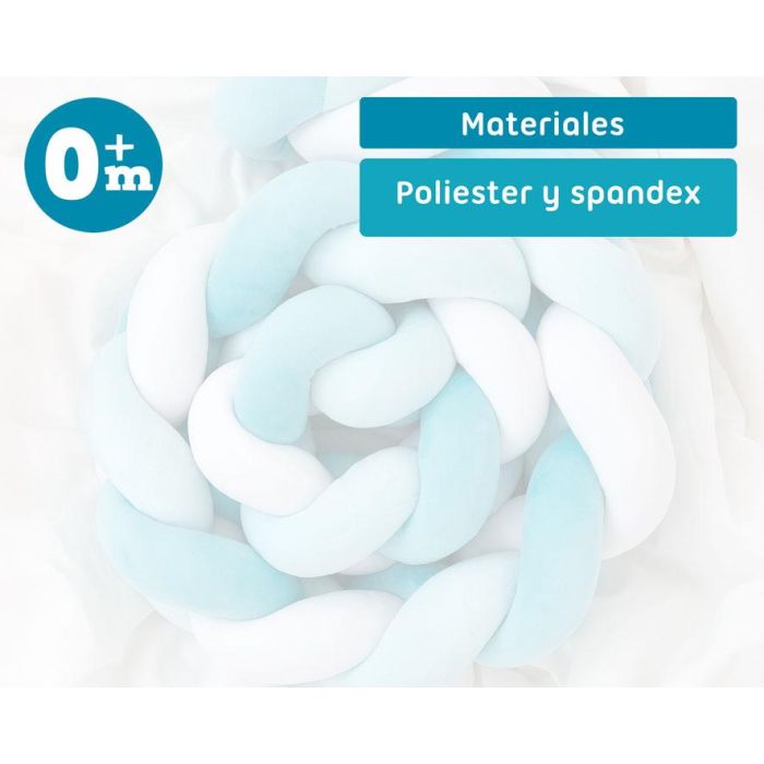 KioKids Trenza Protectora Acolchada para Cuna y Cama Bebé | Chichonera Infantil Anti-golpes | Color Azul 1,50 M | Desde 0 Meses 5