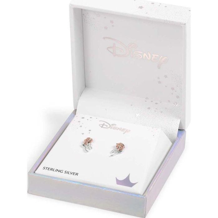 Disney Pendientes Rosa La Bella y la Bestia Plata 925 1
