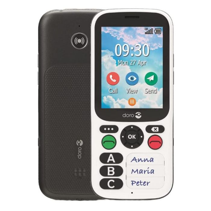 Doro 780X Teléfono Móvil Black White Fácil de Usar para Protección de Personas Solas con Botón de Alerta y GPS
