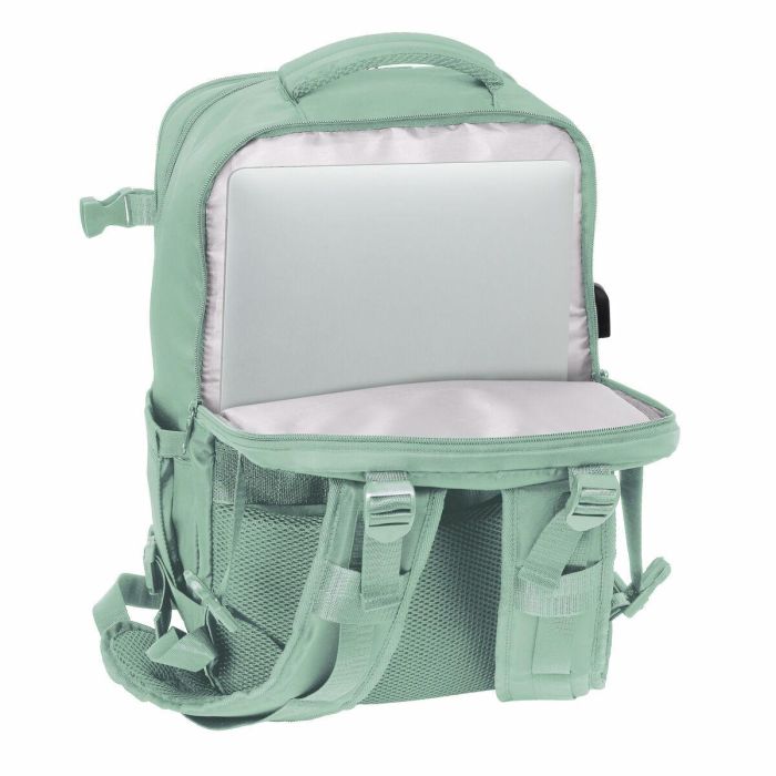Mochila Escolar Safta Verde pastel Azul 7