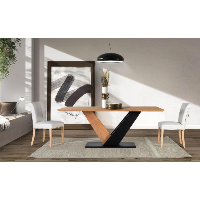 Giner y Colomer Mesa de Comedor Rectangular en Madera de Acacia Natural con Acabado Negro 5 Giner y Colomer Mesa de Comedor Rectangular en Madera de Acacia Natural con Acabado Negro 5