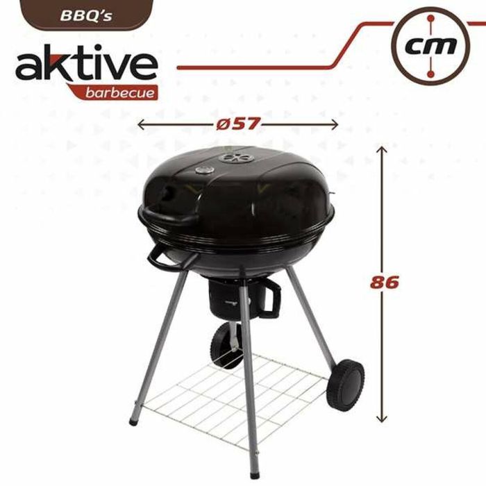 Barbacoa de Carbón con Ruedas Aktive Aluminio Metal esmaltado textileno 57 x 86 x 57 cm Negro 5 Barbacoa de Carbón con Ruedas Aktive Aluminio Metal esmaltado textileno 57 x 86 x 57 cm Negro 5