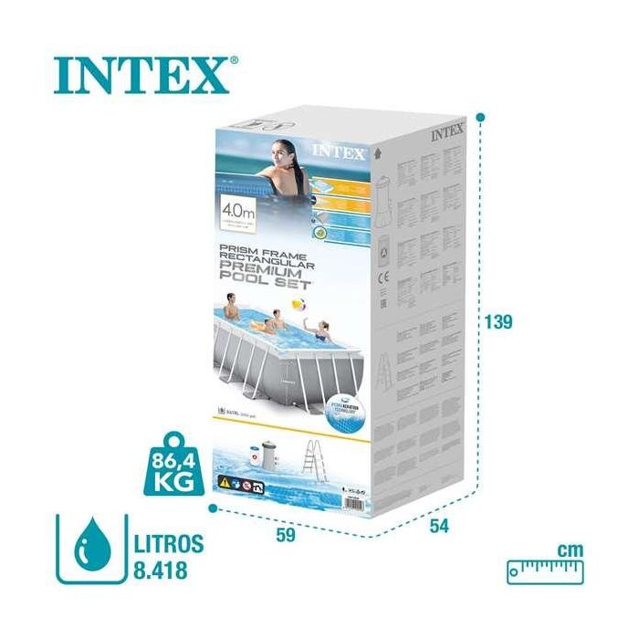 Intex Piscina Prism Frame Rectangular 400x200x122 cm con Bomba de Filtro y Escalera, Capacidad 8418L 14 Intex Piscina Prism Frame Rectangular 400x200x122 cm con Bomba de Filtro y Escalera, Capacidad 8418L 14