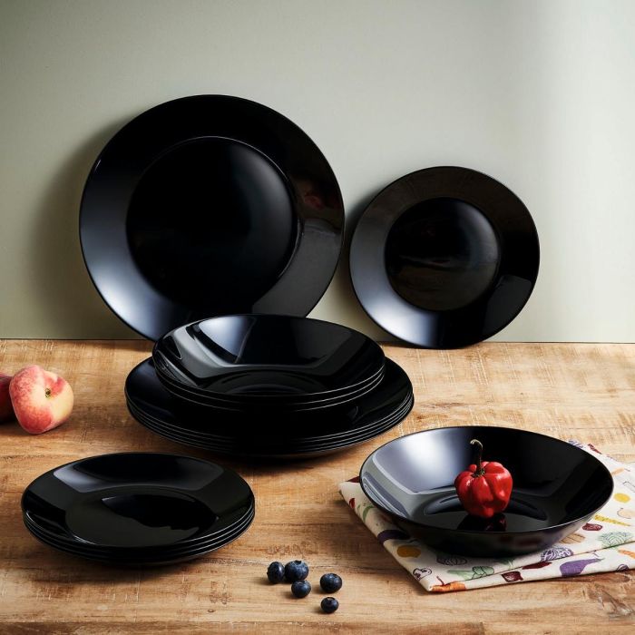 Luminarc Zelie Negro Vajilla de Vidrio Templado Negra 18 Piezas para 6 Personas. Resistente, Apto Lavavajillas y Microondas. 2 Luminarc Zelie Negro Vajilla de Vidrio Templado Negra 18 Piezas para 6 Personas. Resistente, Apto Lavavajillas y Microondas. 2