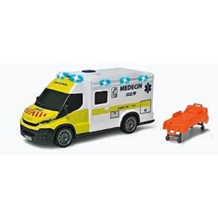 Dickie Toys SMOB203713014002 Ambulancia Samu IVECO Daily con Rueda Libre y Efectos de Luz y Sonido 1