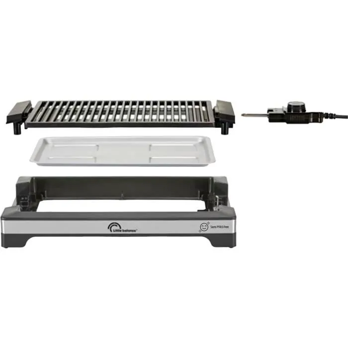 Little Balance LIT3760240788638 Barbacoa Eléctrica - Superficie 38 x 25 cm - Revestimiento Microcerámico Libre de PFAS - 2000W 2