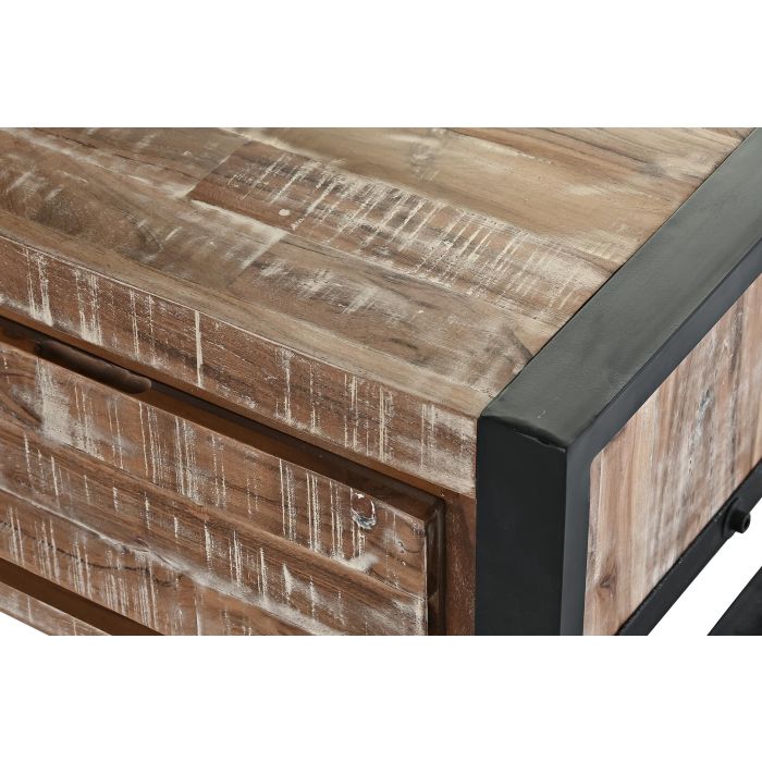 DKD Home Decor Mesa de Centro Alpino con 2 Cajones de Madera Acacia y Metal, Colores Natural y Negro, 110x60x40 cm 4