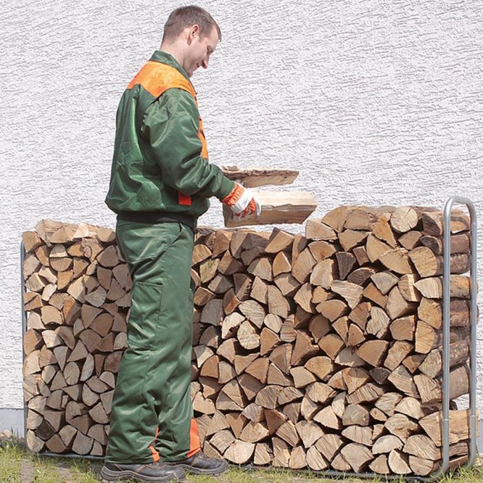 Wolfcraft Soporte Metálico Extensible para Almacenar Leña 5122000 | Capacidad 1,17 m³ | Ajustable 1,72 - 2,34 m 1