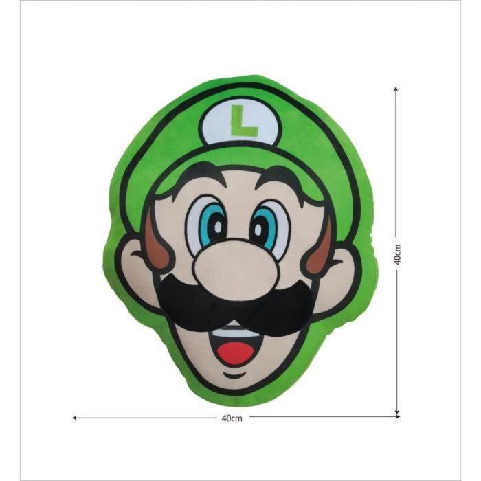 Mario Bros MAR3700891706636 Cojín 3D de Cara de Luigi de Microfibra - 40 cm 2