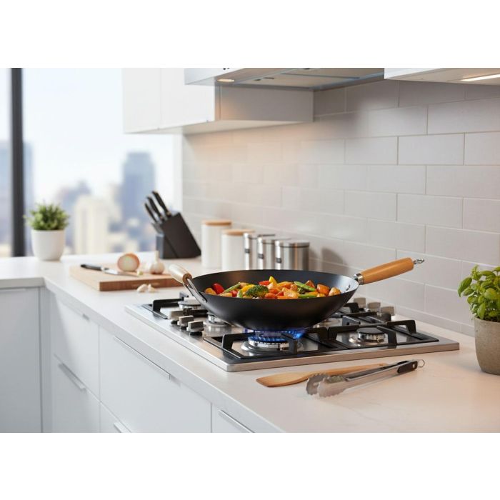 Quttin Sarten Wok Mango y Asa de Madera 35 cm (6 Unidades) 2 Quttin Sarten Wok Mango y Asa de Madera 35 cm (6 Unidades) 2