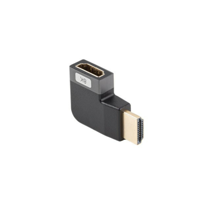 Lanberg Adaptador HDMI Macho - Hembra Angular 8K HDMI 2.1 Chapado en Oro para Transmisión de Señal y Alta Resolución HDR 2