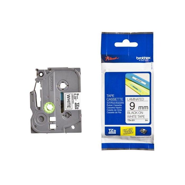 Brother TZE221 9MM BLACK ON WHITE TAPE - MOQ 25