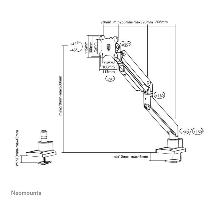 Neomounts NM-D775BLACKPLUS Brazo de Monitor para Pantallas hasta 49" y 18KG, Negro 6