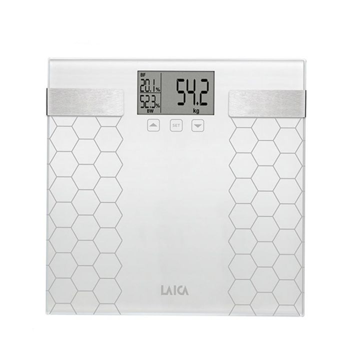Laica PS5014 Báscula de Baño Digital con Cálculo de Composición Corporal, Blanco, Máximo 180 kg 1